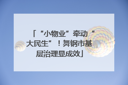 “小物业”牵动“大民生”！舞钢市基层治理显成效