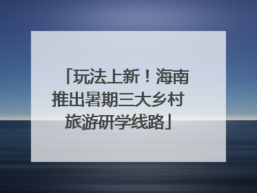 玩法上新！海南推出暑期三大乡村旅游研学线路