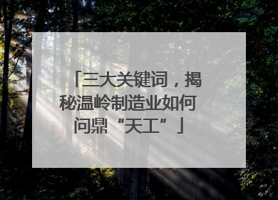 三大关键词，揭秘温岭制造业如何问鼎“天工”