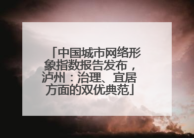 中国城市网络形象指数报告发布，泸州：治理、宜居方面的双优典范