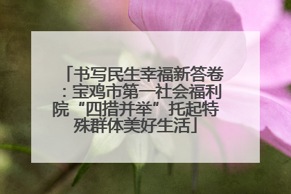 书写民生幸福新答卷：宝鸡市第一社会福利院“四措并举”托起特殊群体美好生活