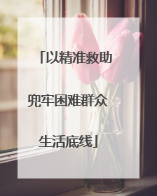 以精准救助兜牢困难群众生活底线