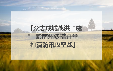 众志成城战洪“魔” 黔南州多措并举打赢防汛攻坚战