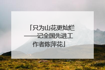 只为山花更灿烂——记全国先进工作者陈萍花