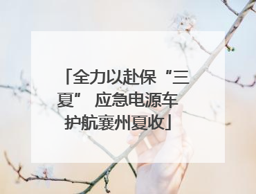全力以赴保“三夏” 应急电源车护航襄州夏收