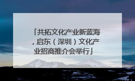 共拓文化产业新蓝海，启东（深圳）文化产业招商推介会举行