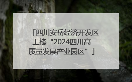 四川安岳经济开发区上榜“2024四川高质量发展产业园区”