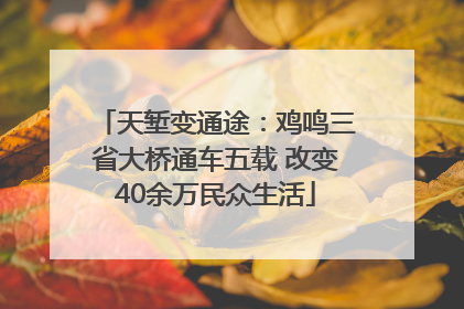 天堑变通途：鸡鸣三省大桥通车五载 改变40余万民众生活