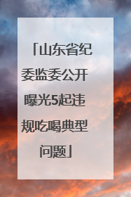 山东省纪委监委公开曝光5起违规吃喝典型问题
