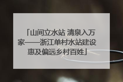 山间立水站 清泉入万家——浙江单村水站建设惠及偏远乡村百姓