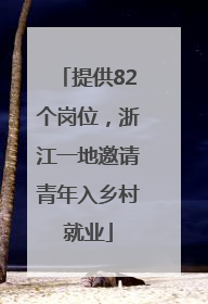 提供82个岗位，浙江一地邀请青年入乡村就业