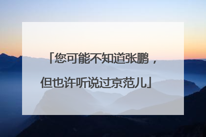 您可能不知道张鹏，但也许听说过京范儿