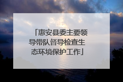 惠安县委主要领导带队督导检查生态环境保护工作