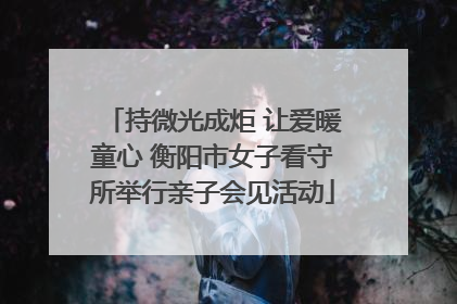 持微光成炬 让爱暖童心 衡阳市女子看守所举行亲子会见活动