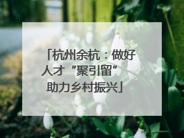 杭州余杭：做好人才“聚引留” 助力乡村振兴
