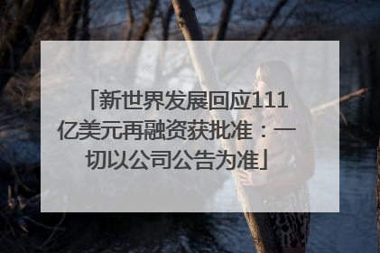 新世界发展回应111亿美元再融资获批准：一切以公司公告为准