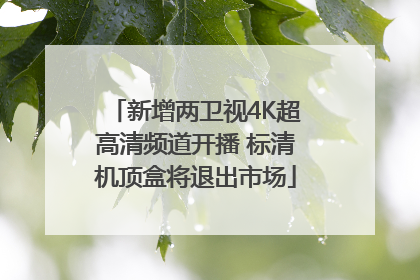 新增两卫视4K超高清频道开播 标清机顶盒将退出市场