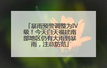 暴雨预警调整为Ⅳ级！今天白天福建南部地区仍有大雨到暴雨，注意防范