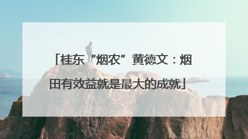 桂东“烟农”黄德文：烟田有效益就是最大的成就
