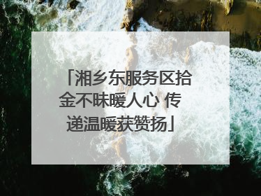 湘乡东服务区拾金不昧暖人心 传递温暖获赞扬