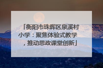 衡阳市珠晖区泉溪村小学：聚焦体验式教学，推动思政课堂创新