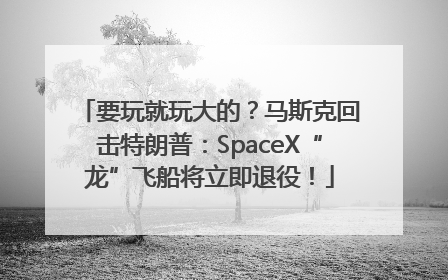 要玩就玩大的？马斯克回击特朗普：SpaceX“龙”飞船将立即退役！