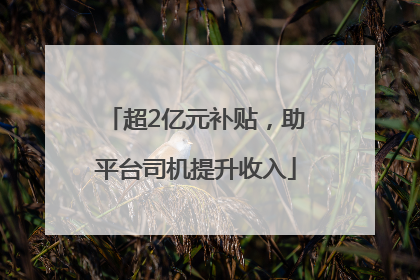 超2亿元补贴，助平台司机提升收入