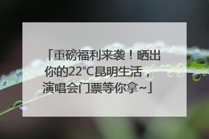 重磅福利来袭！晒出你的22℃昆明生活，演唱会门票等你拿~