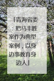 青海省委：把马丰胜案作为典型案例，以身边事教育身边人