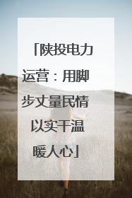 陕投电力运营：用脚步丈量民情 以实干温暖人心