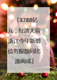 3788亿元，经济大省浙江今年新增债务限额同比涨两成