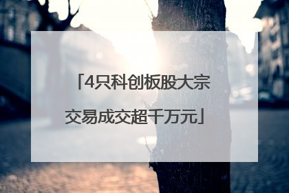 4只科创板股大宗交易成交超千万元